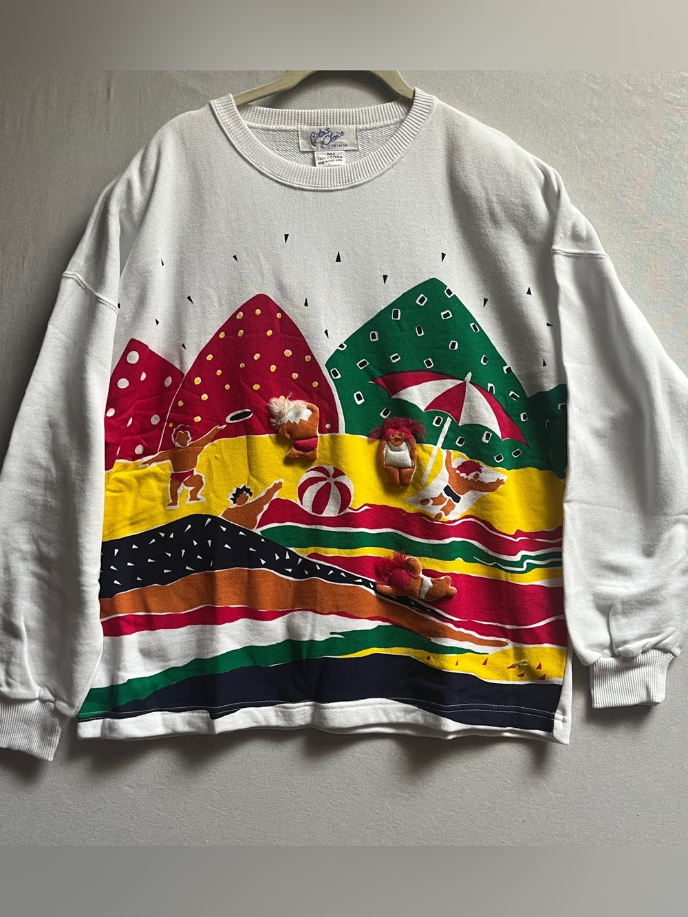 Vintage 80s Deadstock Beta's Choice 3D Beach Scene Graphic Sweatshirt NWT M/L